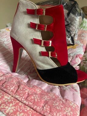 Women's Multi-Color Strappy High Heel Ankle Boot size 36  (USA size 5.5-6)